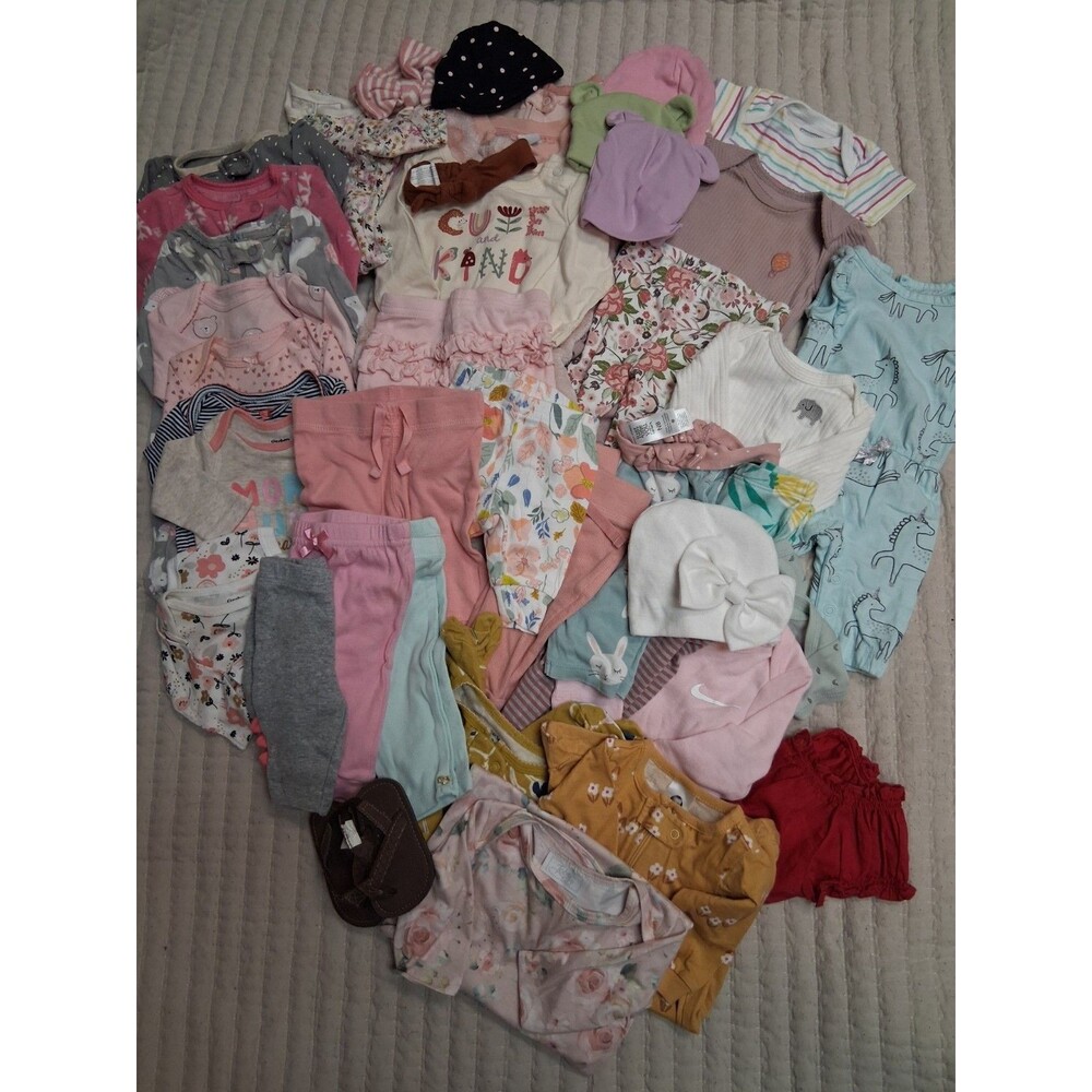 Burts Bees, Carter, Gerber 0-3 Months  NB Clothing Lot Bundle 42 Items Some New